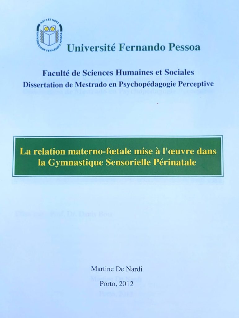 Mémoire Relation Materno-Foetale Gymnastique Sensorielle Périnatale Martine De Nardi